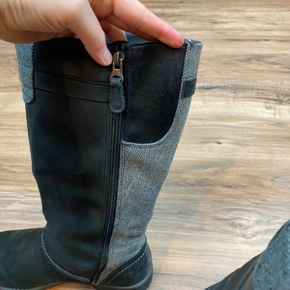 Eddie Bauer Tall Riding Boots‎ Herringbone Accent Women's 9 Color Black/Gray - Picture 5 of 11